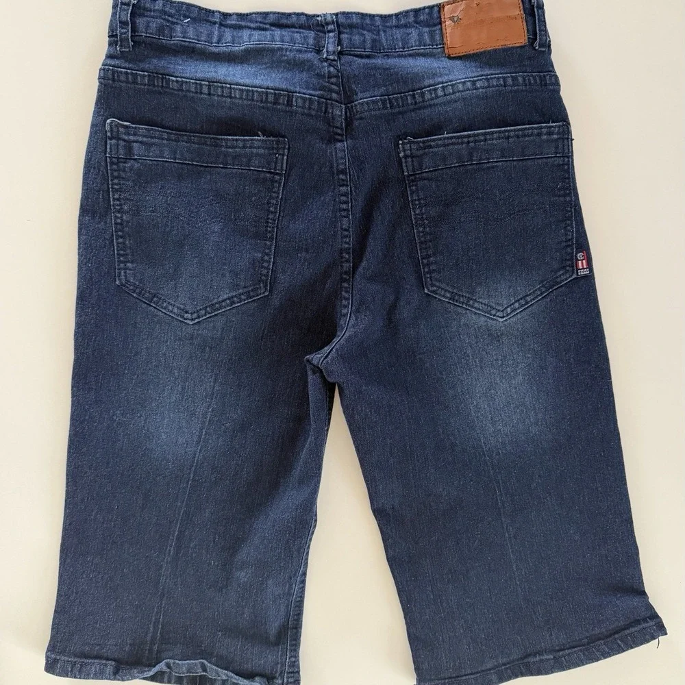 Phat Farm Vintage Y2K Denim Shorts Mens 30 Baggy Long Bermuda Dark Wash